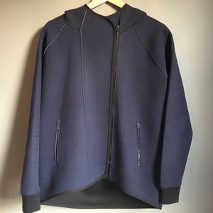 Elie Tahari Navy Fleece Hooded Jacket